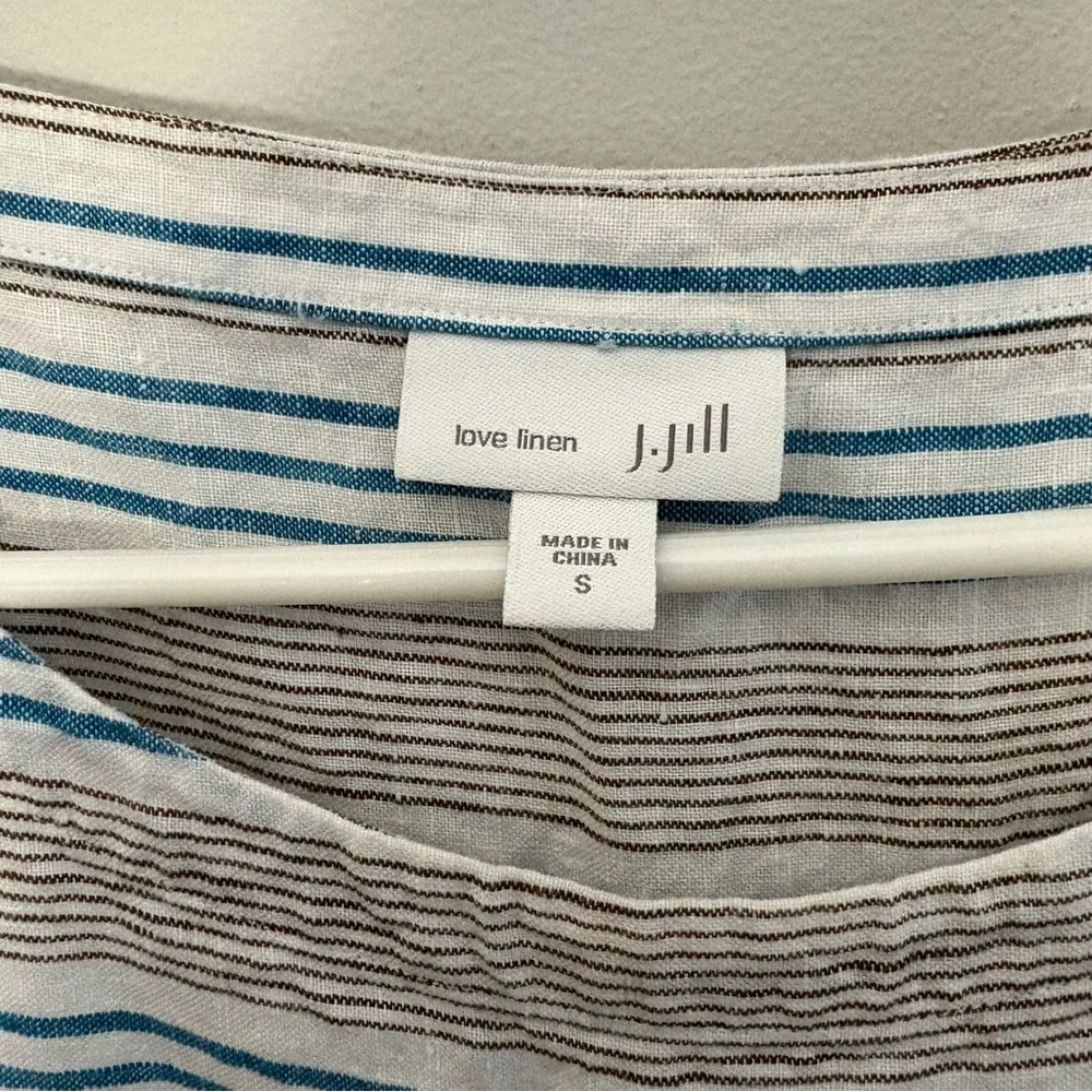 J. Jill Love Linen White Striped Sleeveless Dress - Size Small - Picture 3 of 5